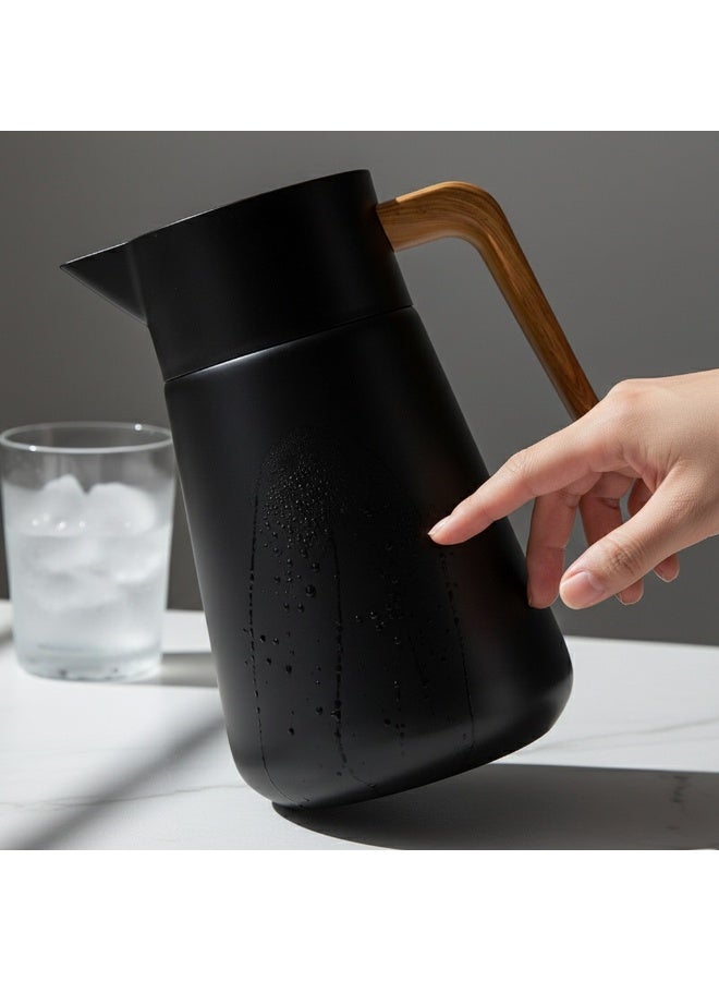 ريجال إبريق ريجال بريميوم الحراري سعة 1 لتر - ترمس خشبي أسود معزول حراريًا للمشروبات الساخنة والباردة، تصميم أنيق، يحافظ على درجة حرارة 24 ساعة ❄️ 12 ساعة 🌡 - Image 3